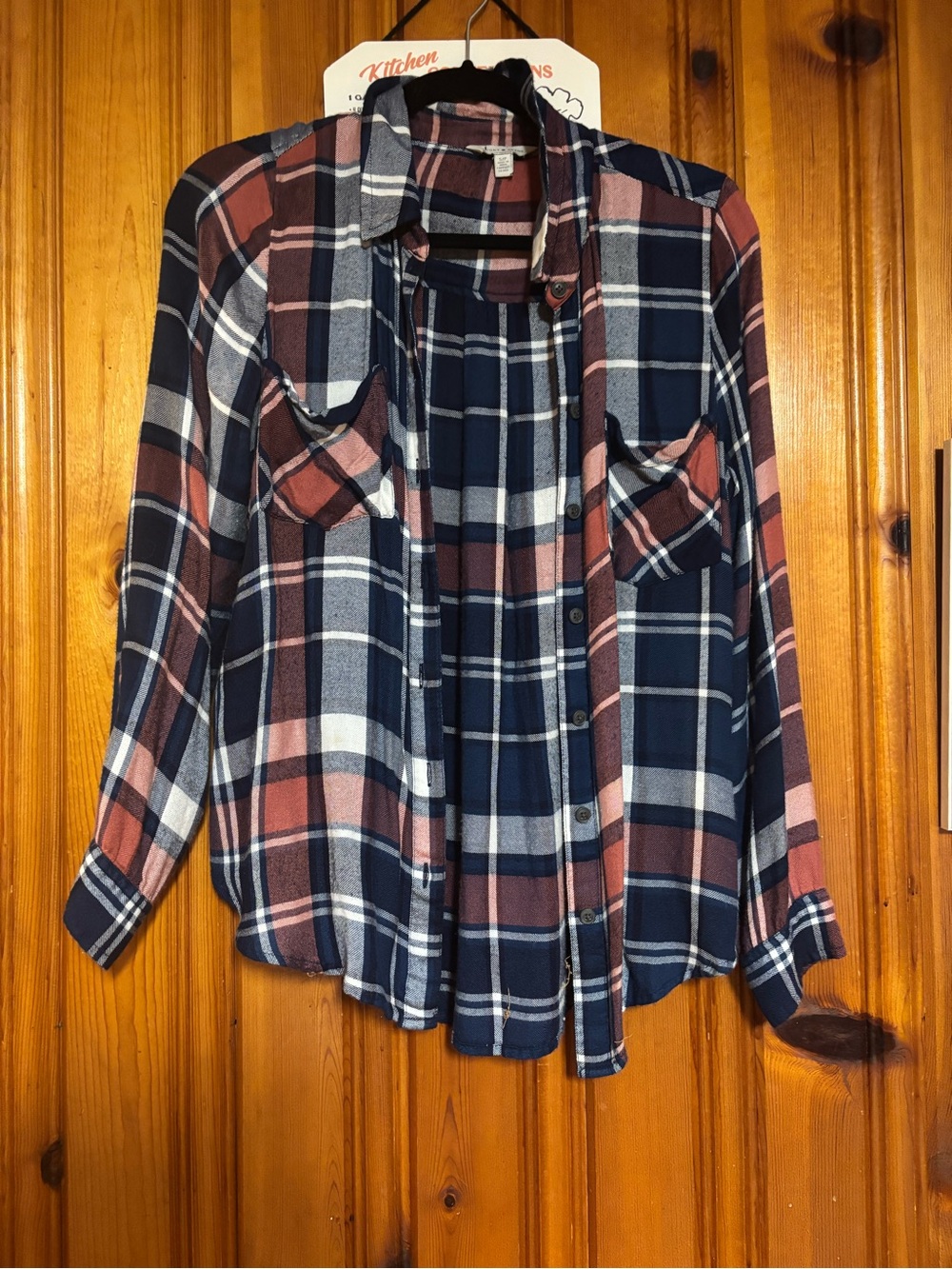 Lucky Brand Navy & Rust Plaid Button-Down Shirt